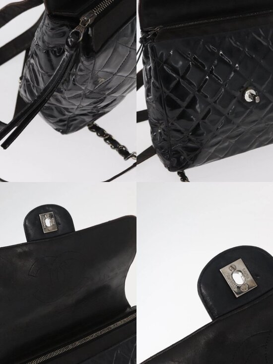 CHANEL Matelasse 25 Chain Backpack Enamel Black Silver CC Auth gh1554 main image 6